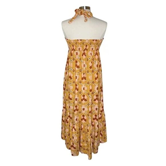 Aerie Women’s Boho Sundress | Floral Print Maxi Dress | Yellow & Orange | Size L - Picture 3 of 16